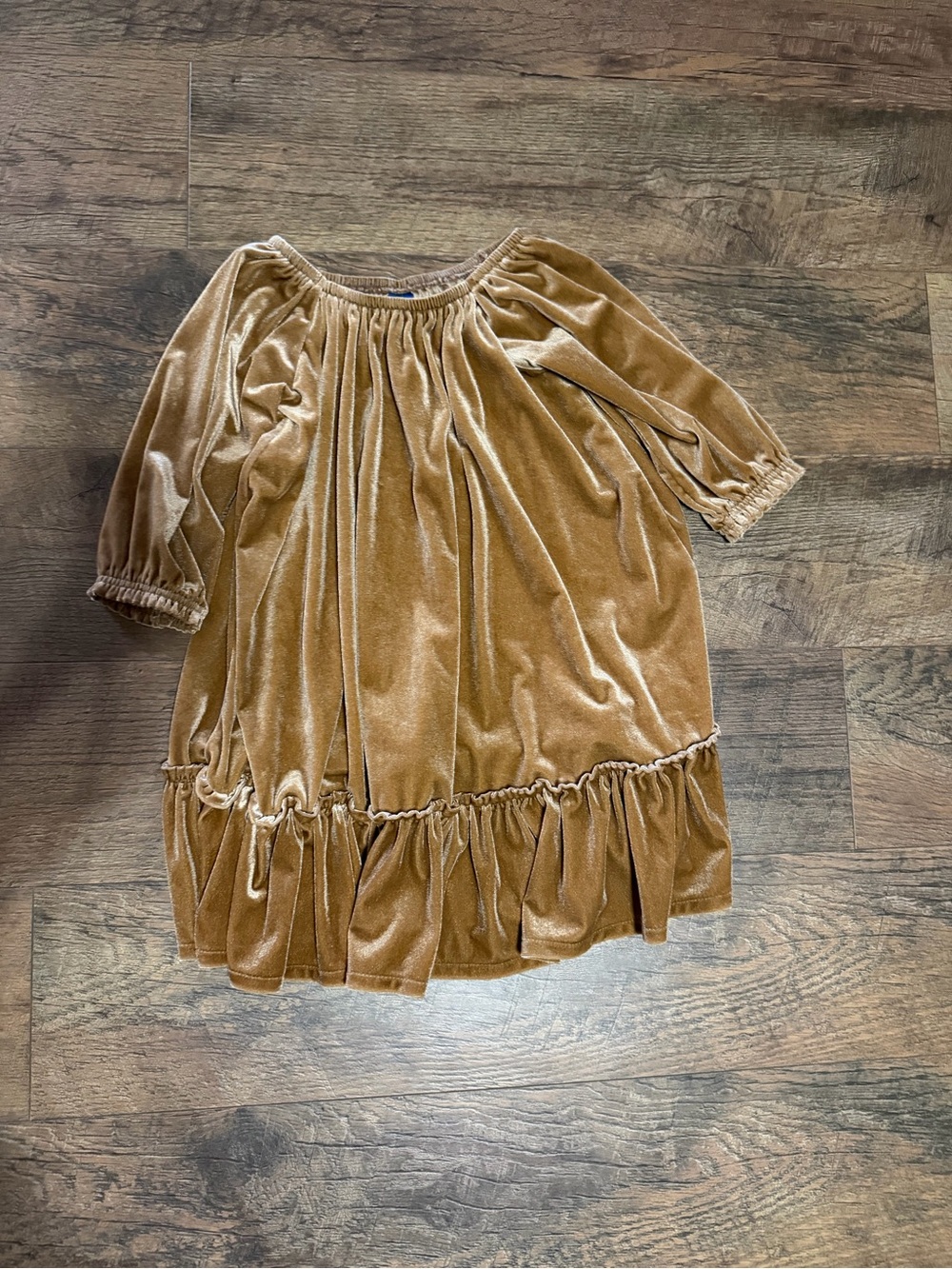 Old Navy Velvet Ruffle-Hem Dress in Caramel Brown